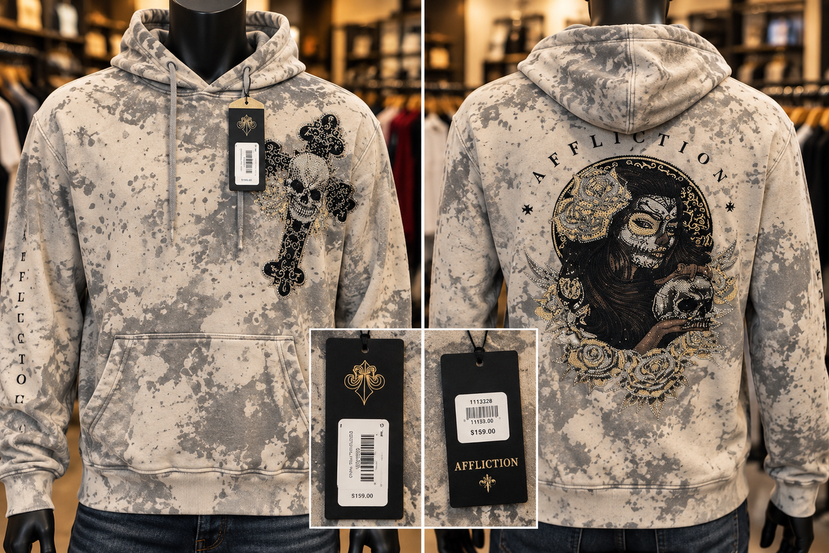 Affliction Gray Splatter Hoodie