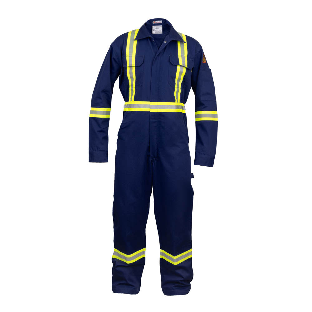 Navy blue FR hi-vis work coverall