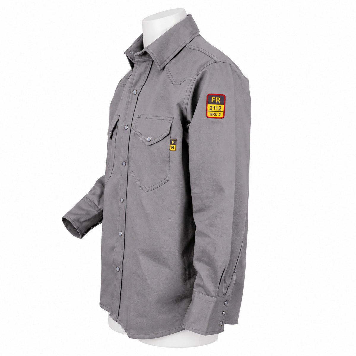 FR Work Shirt 100% Cotton – Light Grey – side view on mannequin