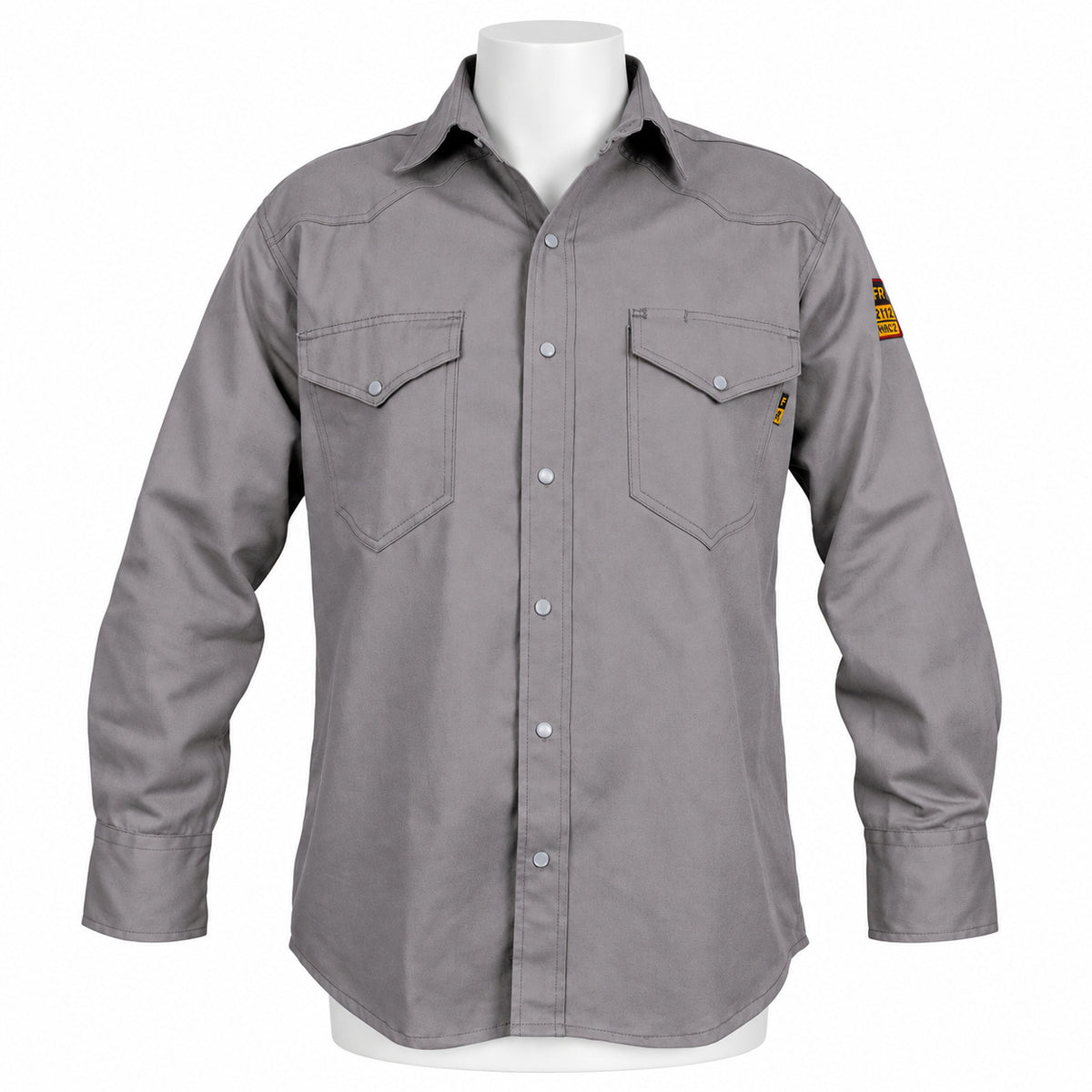 FR Work Shirt 100% Cotton – Light Grey – front view on mannequin