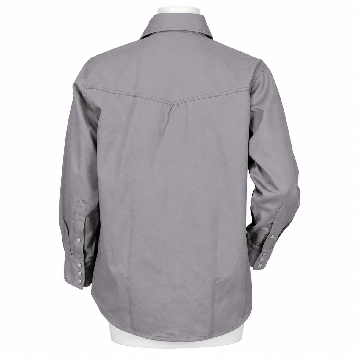 FR Work Shirt 100% Cotton – Light Grey – back view on mannequin
