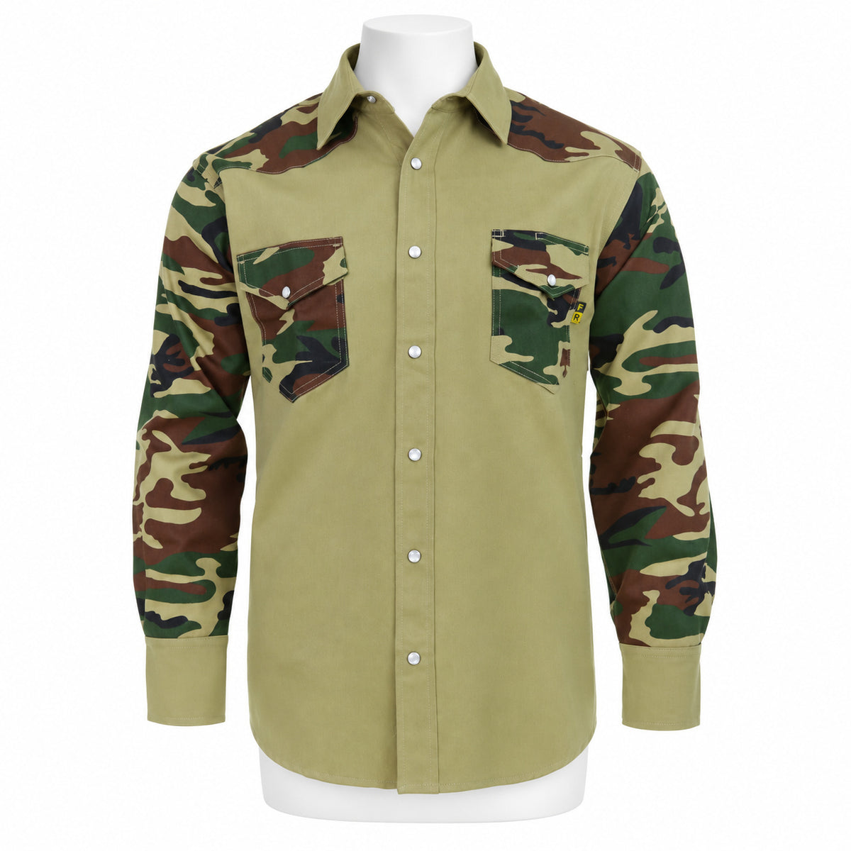 FR Two-Tone Western Shirt – Khaki/Cameo – front view on mannequin