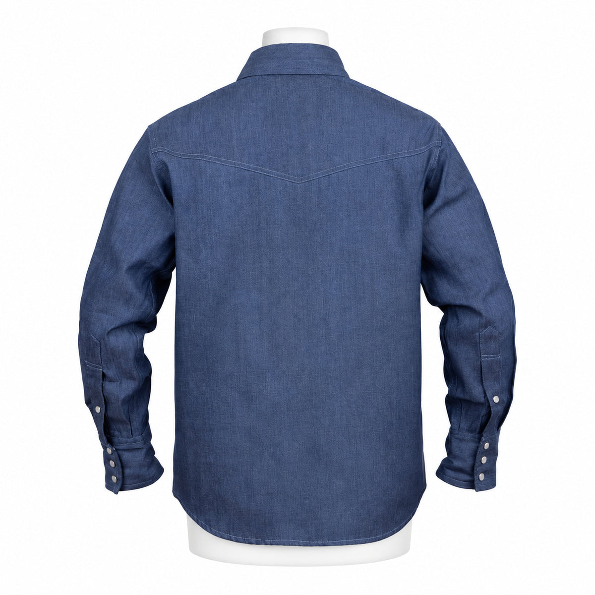 FR Denim Western Shirt – Blue Denim – back view on mannequin
