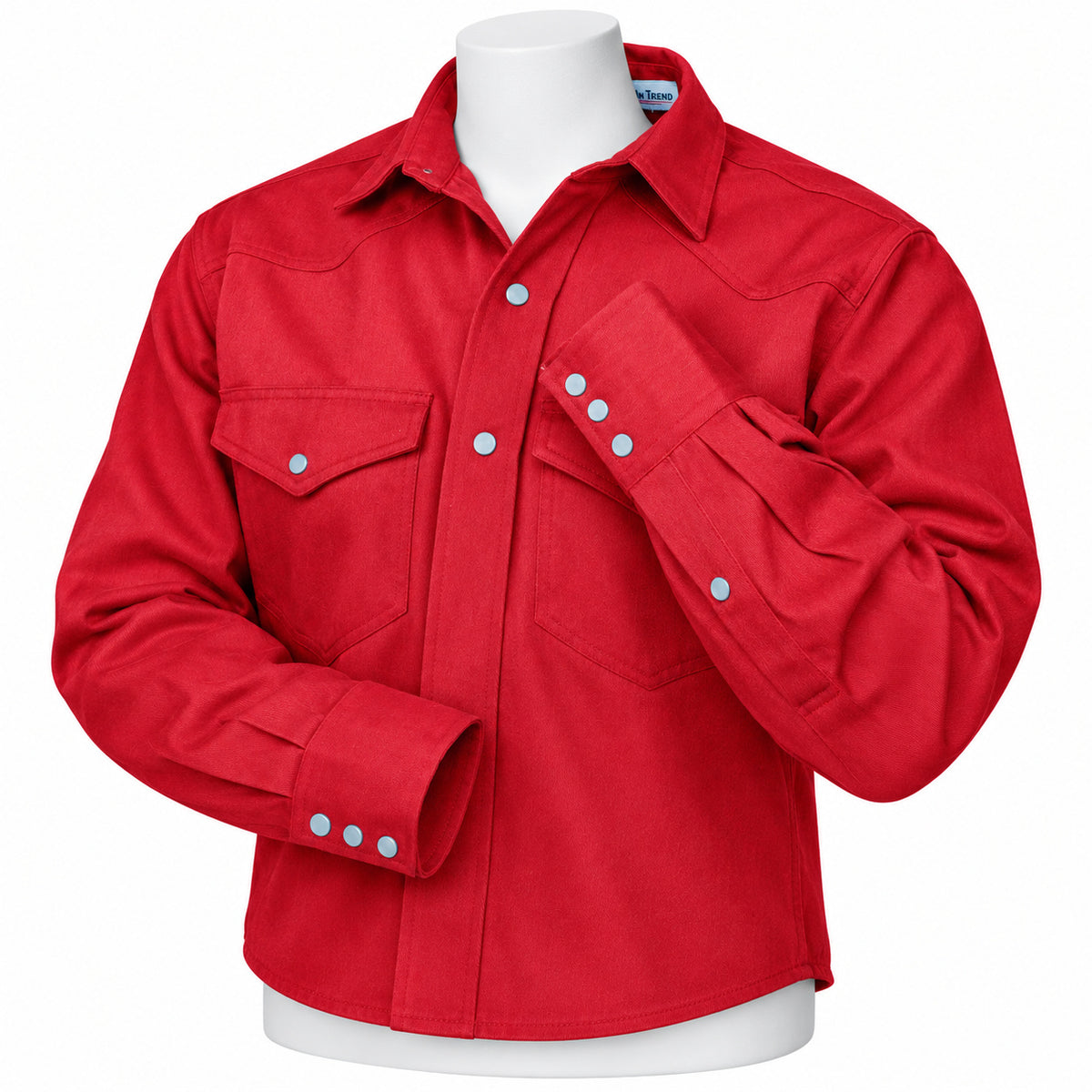 FR Work Shirt 88/12 – Red – snap cuff detail on mannequin
