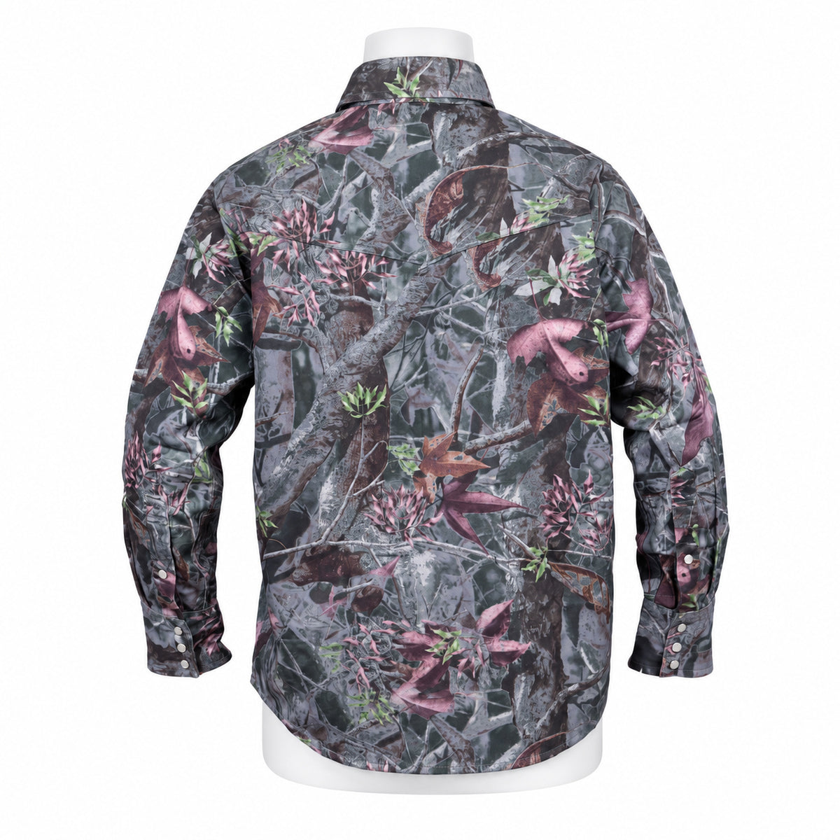 FR Camouflage Work Shirt – Forest Camouflage – back view on mannequin