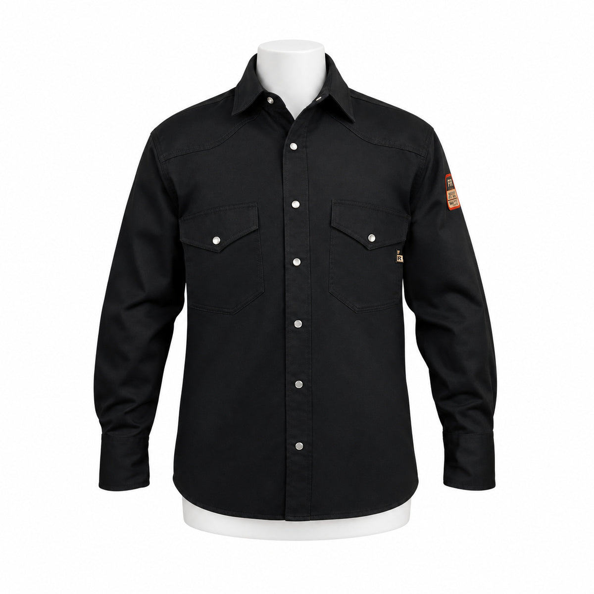 FR Work Shirt 100% Cotton – Black – front view on mannequin