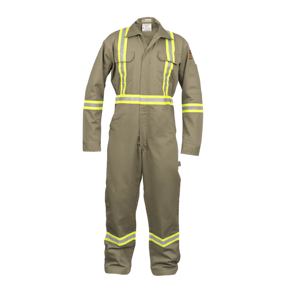FR Hi-Vis Coverall – Khaki – front view
