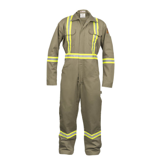 FR Hi-Vis Coverall – Khaki – front view