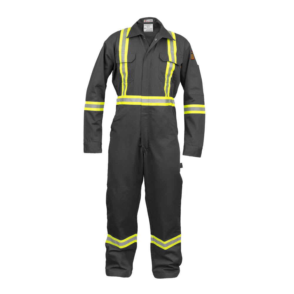 FR Hi-Vis Coverall with Leg Zippers – Dark Gray – front view