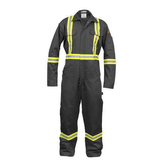 FR Hi-Vis Coverall with Leg Zippers – Dark Gray – front view