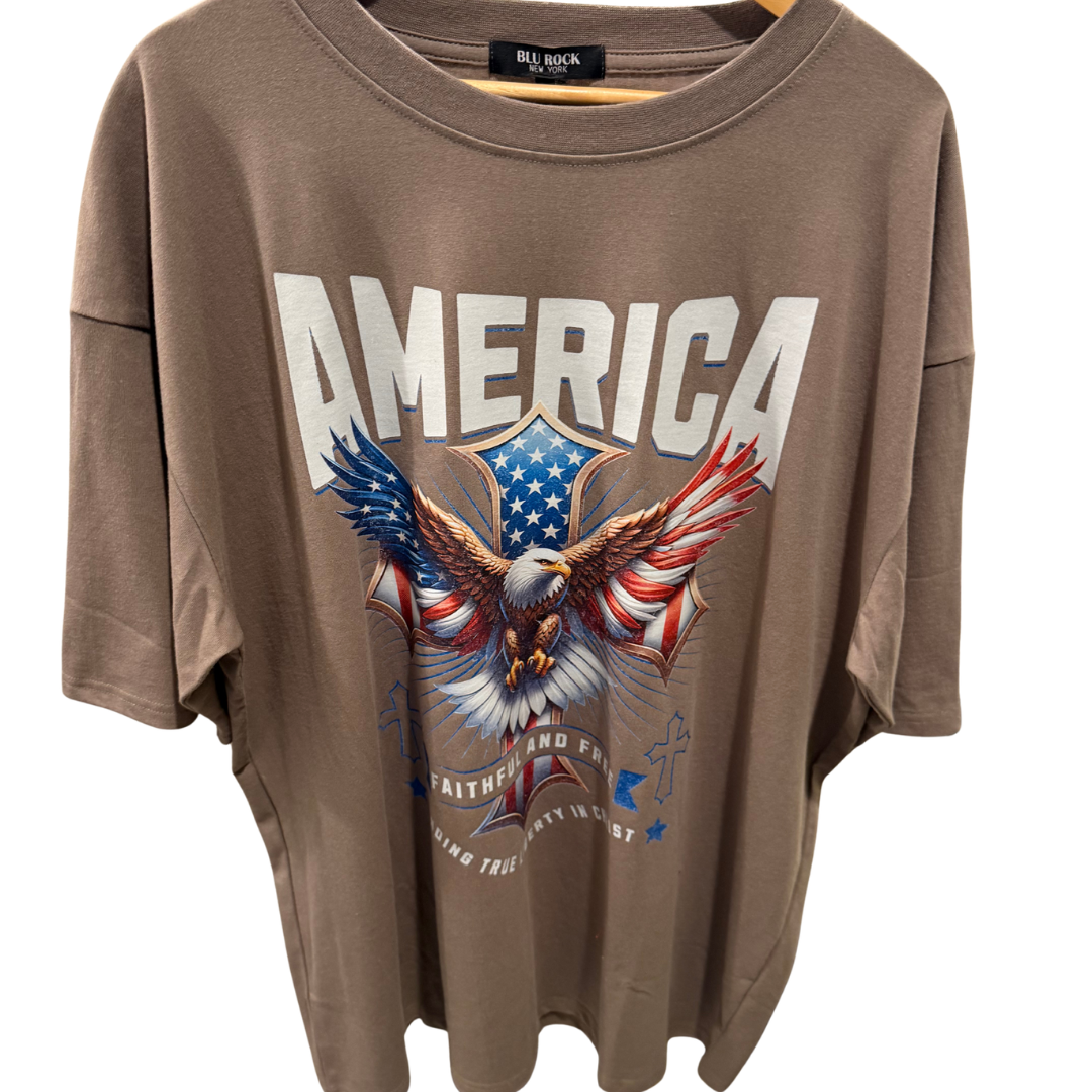 Faithful and Free Patriotic Tee (Blu Rock)