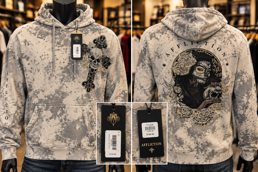 Affliction Gray Splatter Hoodie