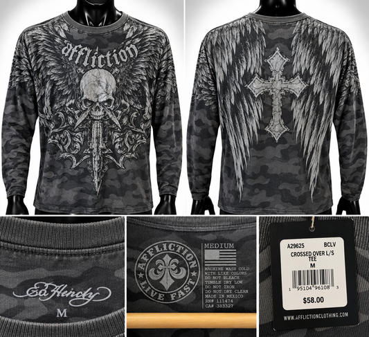 Affliction Crossed over Long sleeve
